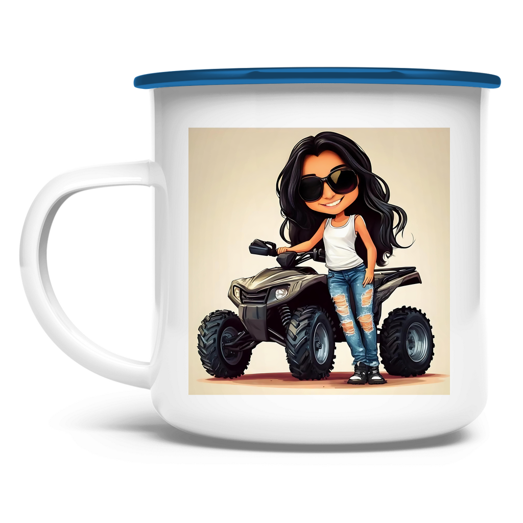 Emaille Tasse QuadLady