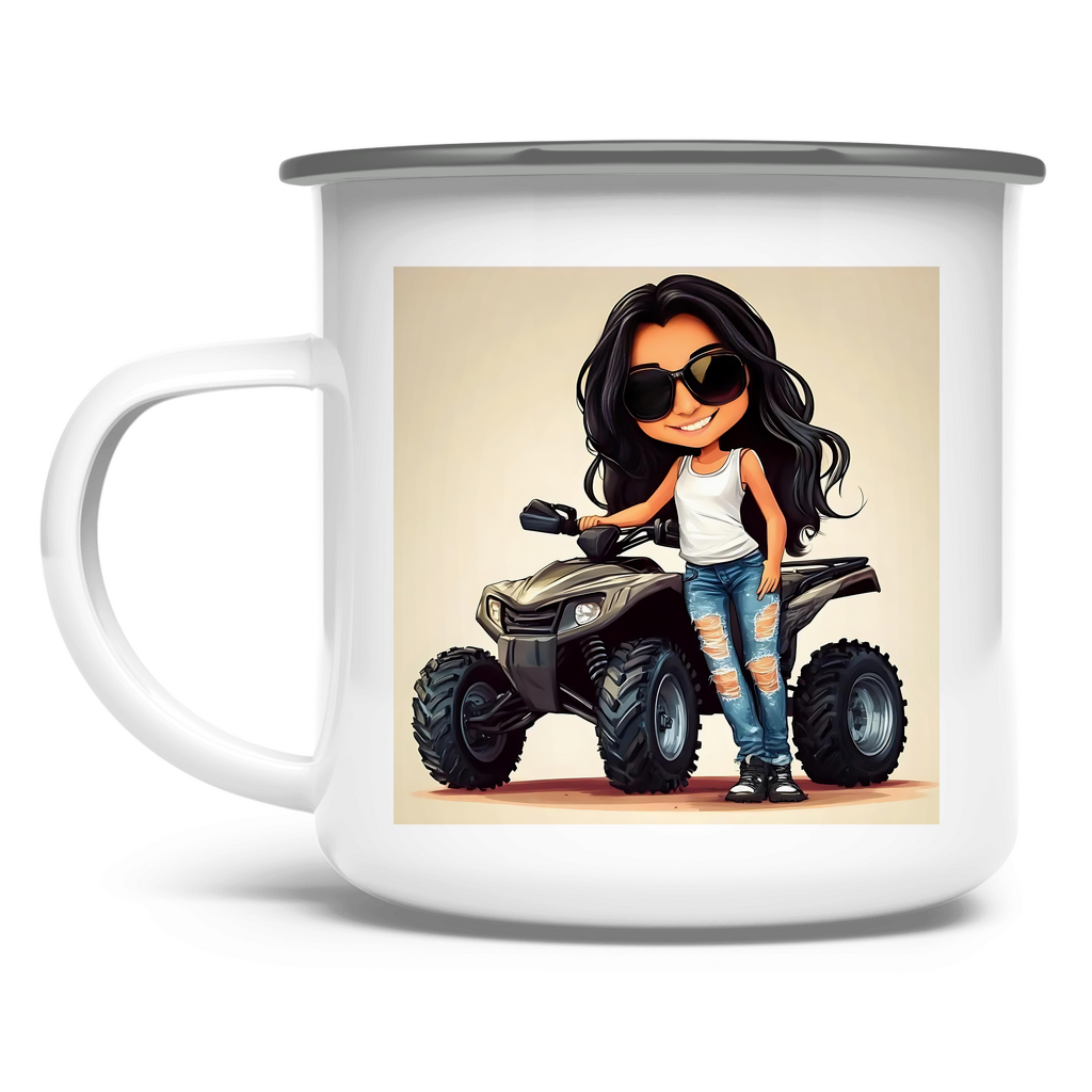Emaille Tasse QuadLady