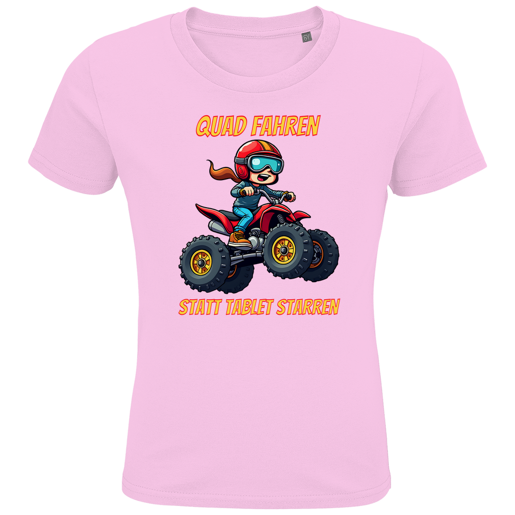Kinder Premium Bio T-Shirt Quad fahren statt Tablet starren