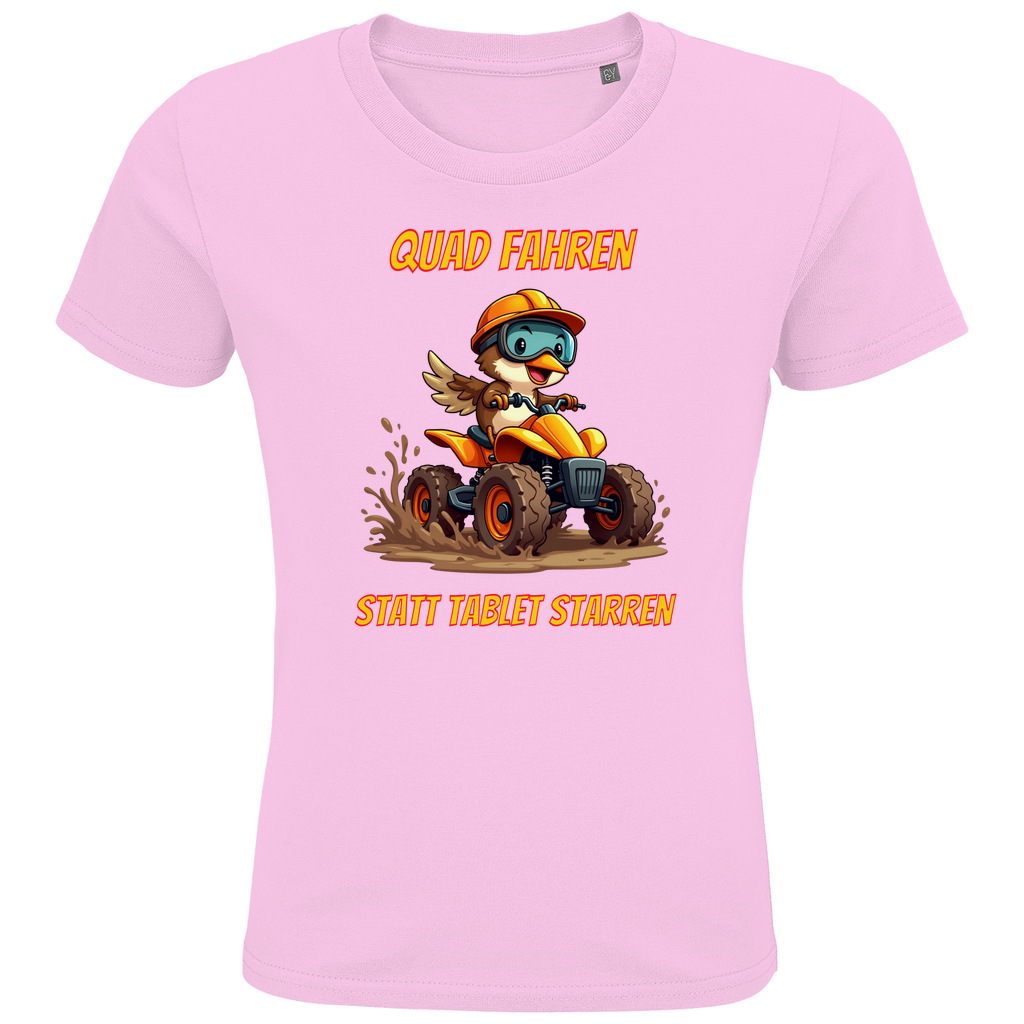 Kinder Premium Bio T-Shirt Quad fahren statt Tablet starren