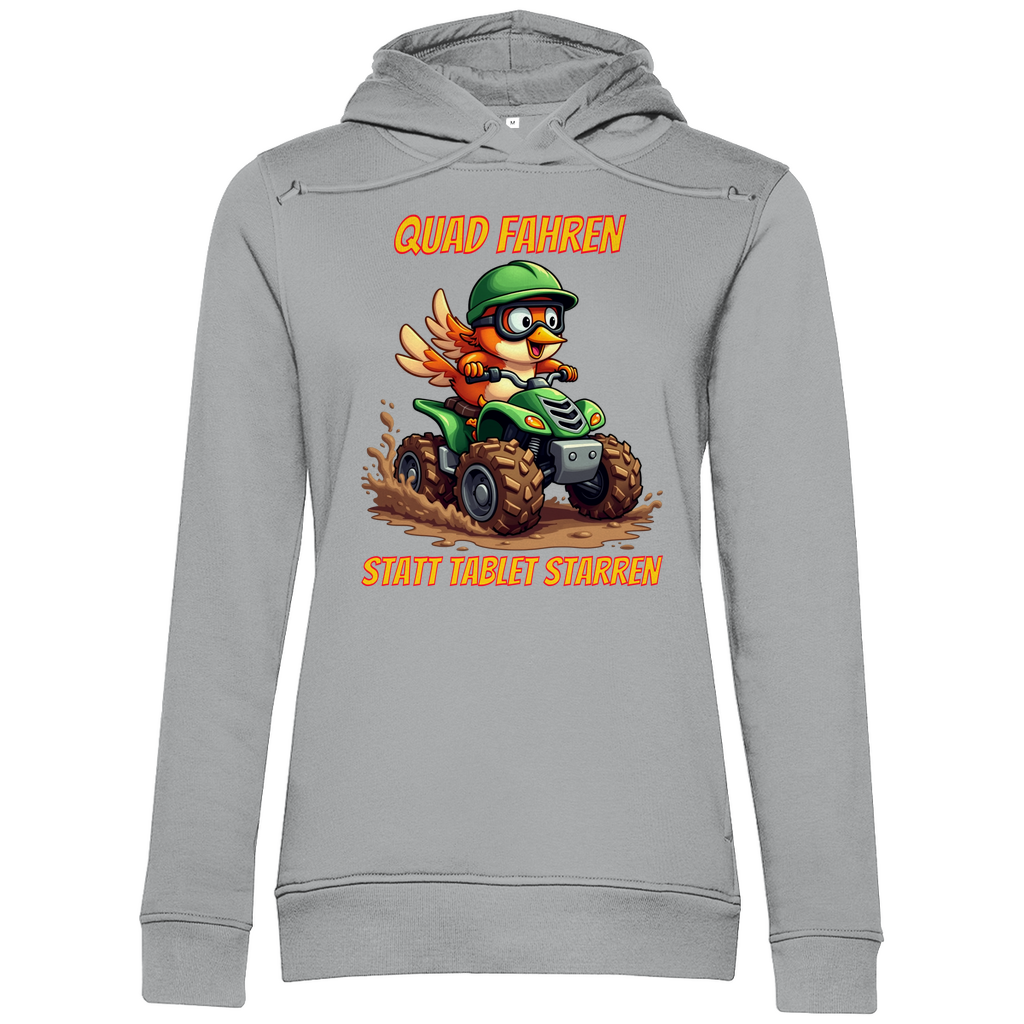 Damen Premium Bio Hoodie Quad fahren statt Tablet starren
