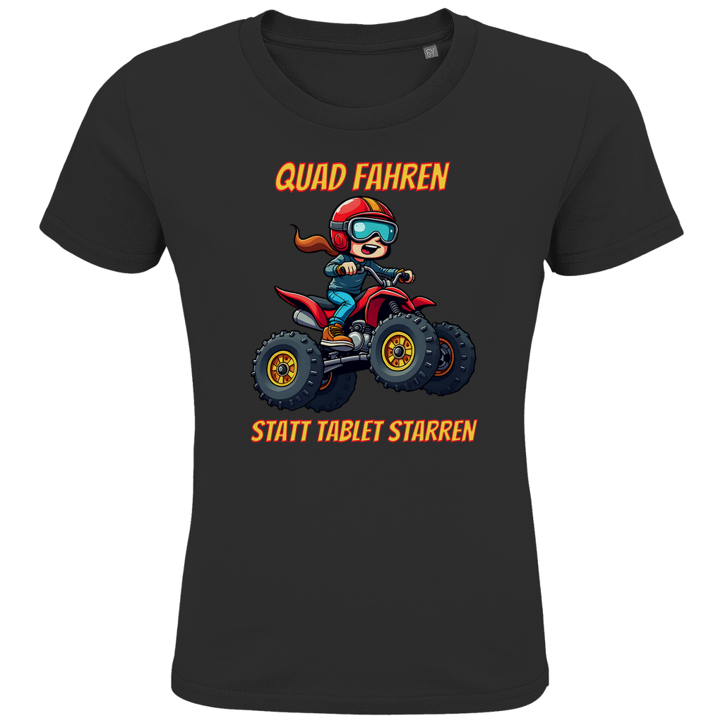 Kinder Premium Bio T-Shirt Quad fahren statt Tablet starren