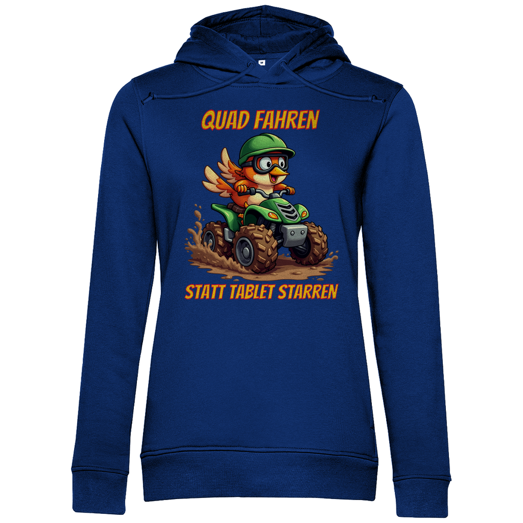 Damen Premium Bio Hoodie Quad fahren statt Tablet starren