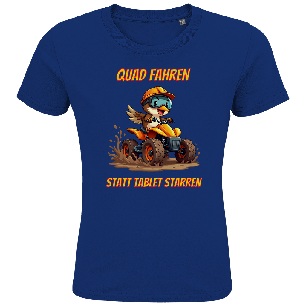 Kinder Premium Bio T-Shirt Quad fahren statt Tablet starren