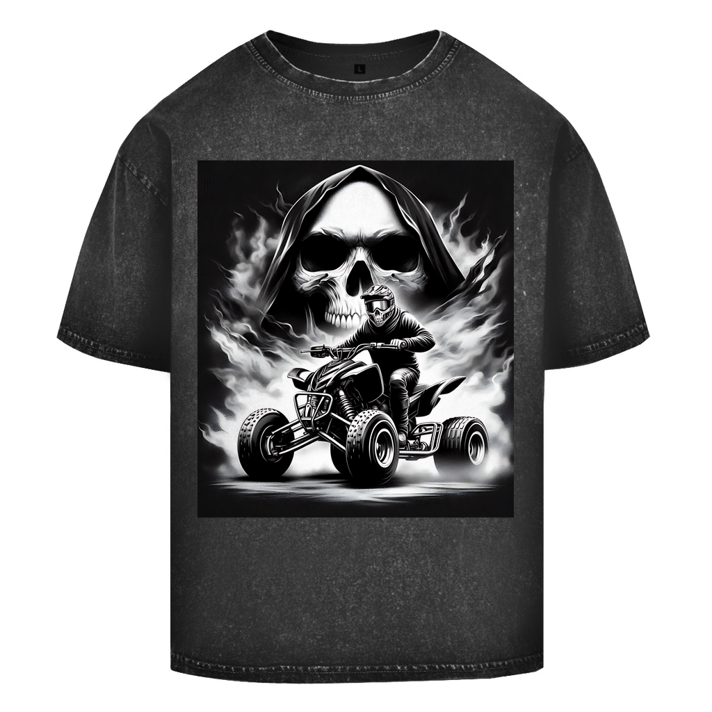 T-shirt délavé surdimensionné Quad Skull