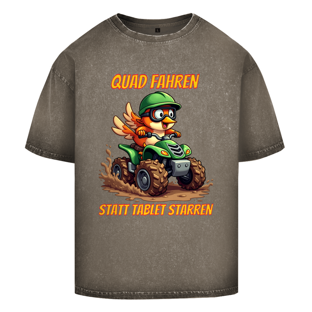 Oversize Washed T-Shirt Quad fahren statt Tablet starren