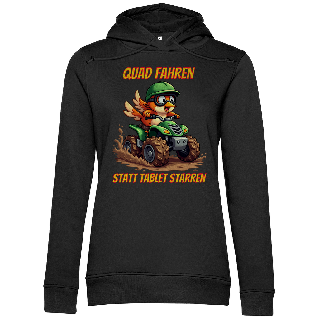 Damen Premium Bio Hoodie Quad fahren statt Tablet starren