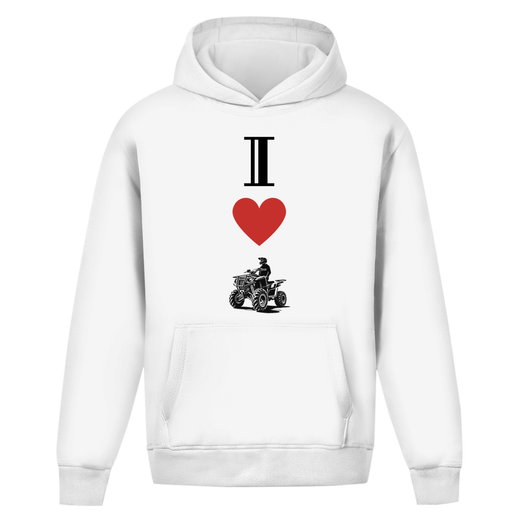 Oversize hoodie without drawstring I Love Quad