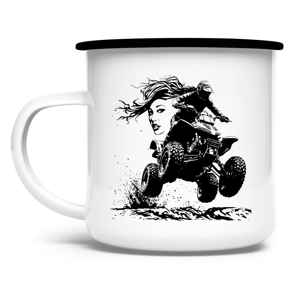 Emaille Tasse Quad FunLady