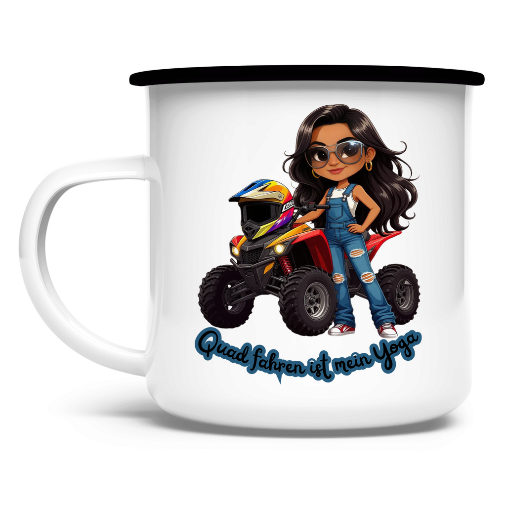 Emaille Tasse Quad fahren ist mein Yoga