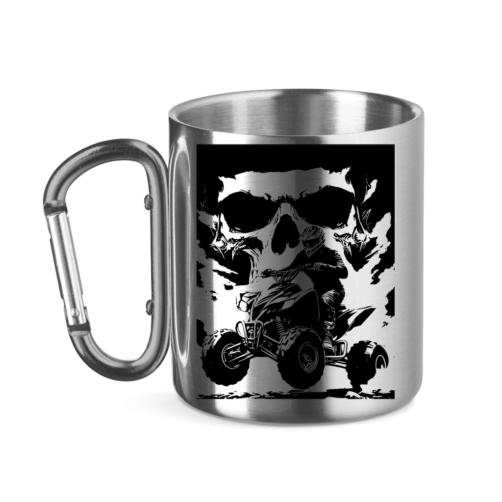 Edelstahltasse mit Karabinergriff Quad Skull