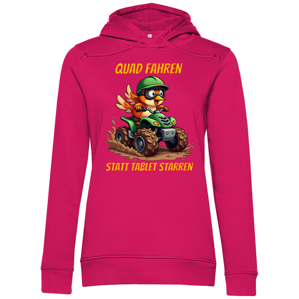 Damen Premium Bio Hoodie Quad fahren statt Tablet starren
