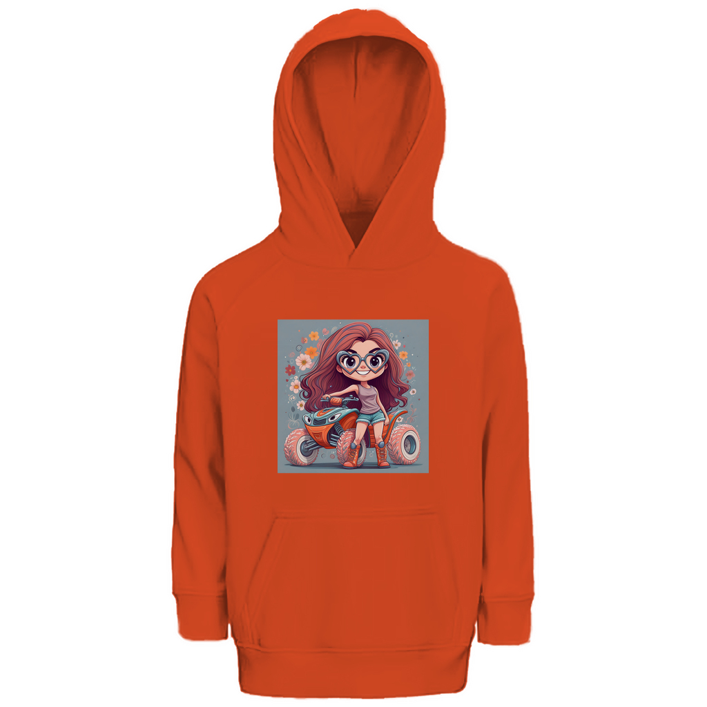 Sweat à capuche bio premium pour enfant Quad PinkLady