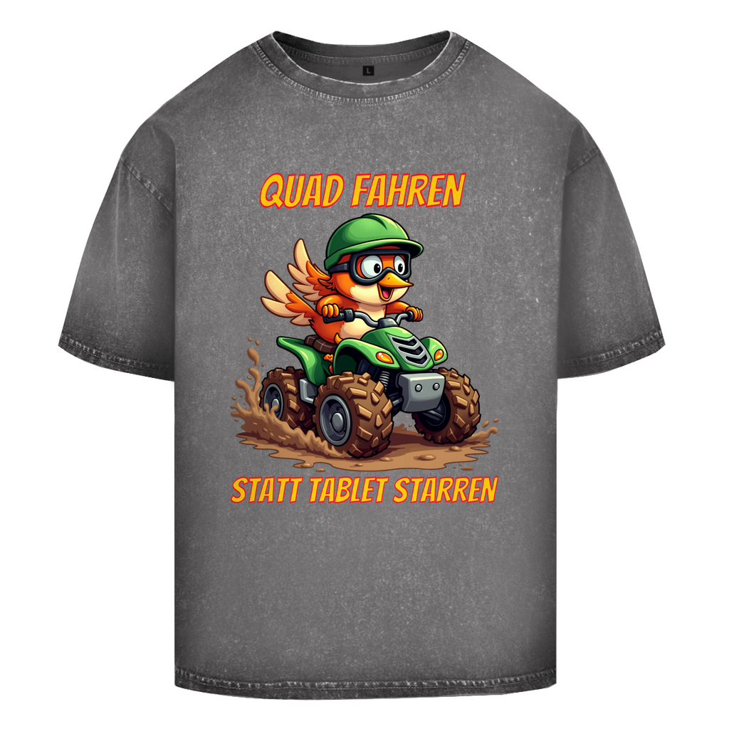 Oversize Washed T-Shirt Quad fahren statt Tablet starren