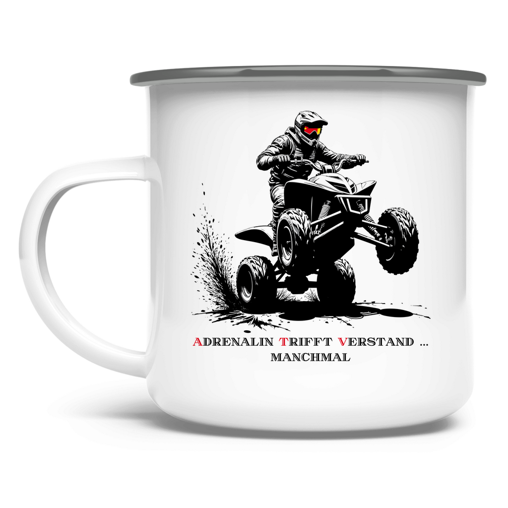 Emaille Tasse Quad Adrenalin trifft Verstand...manchmal