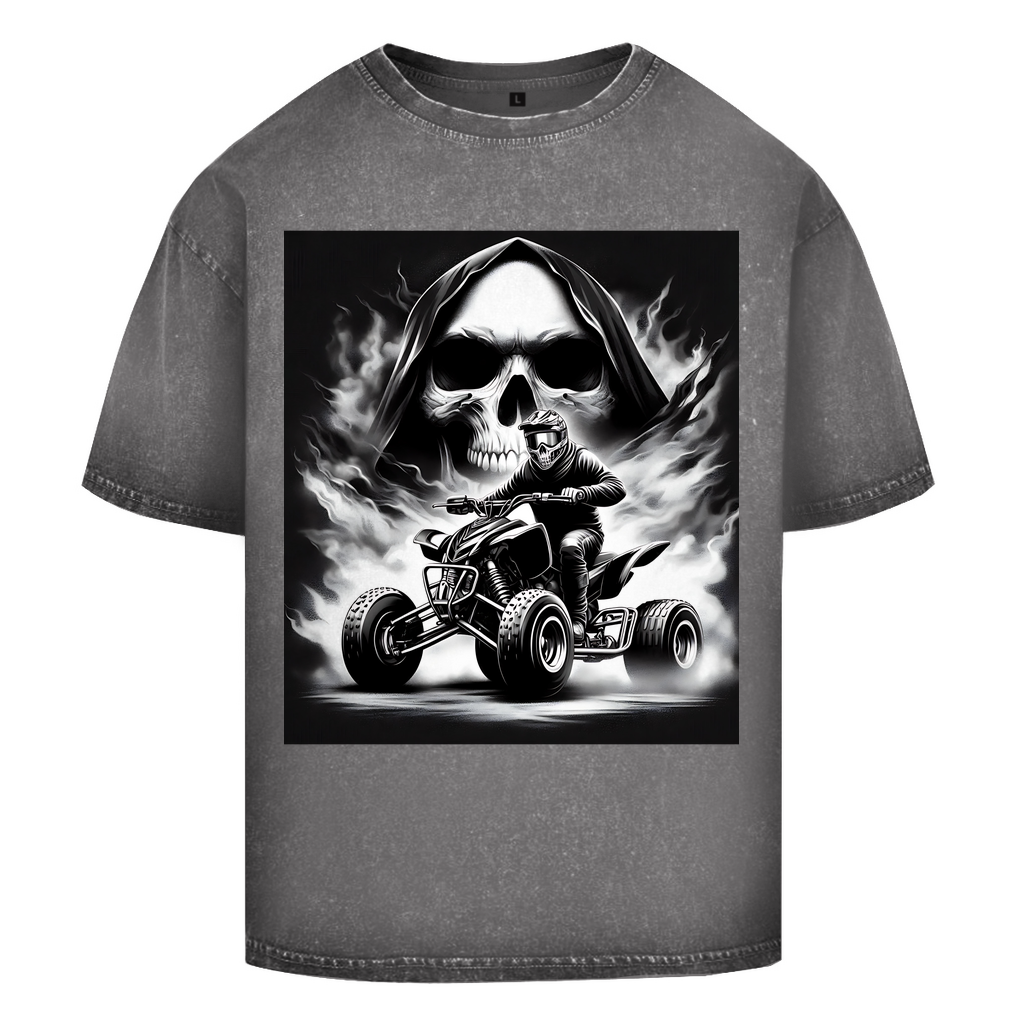 T-shirt délavé surdimensionné Quad Skull