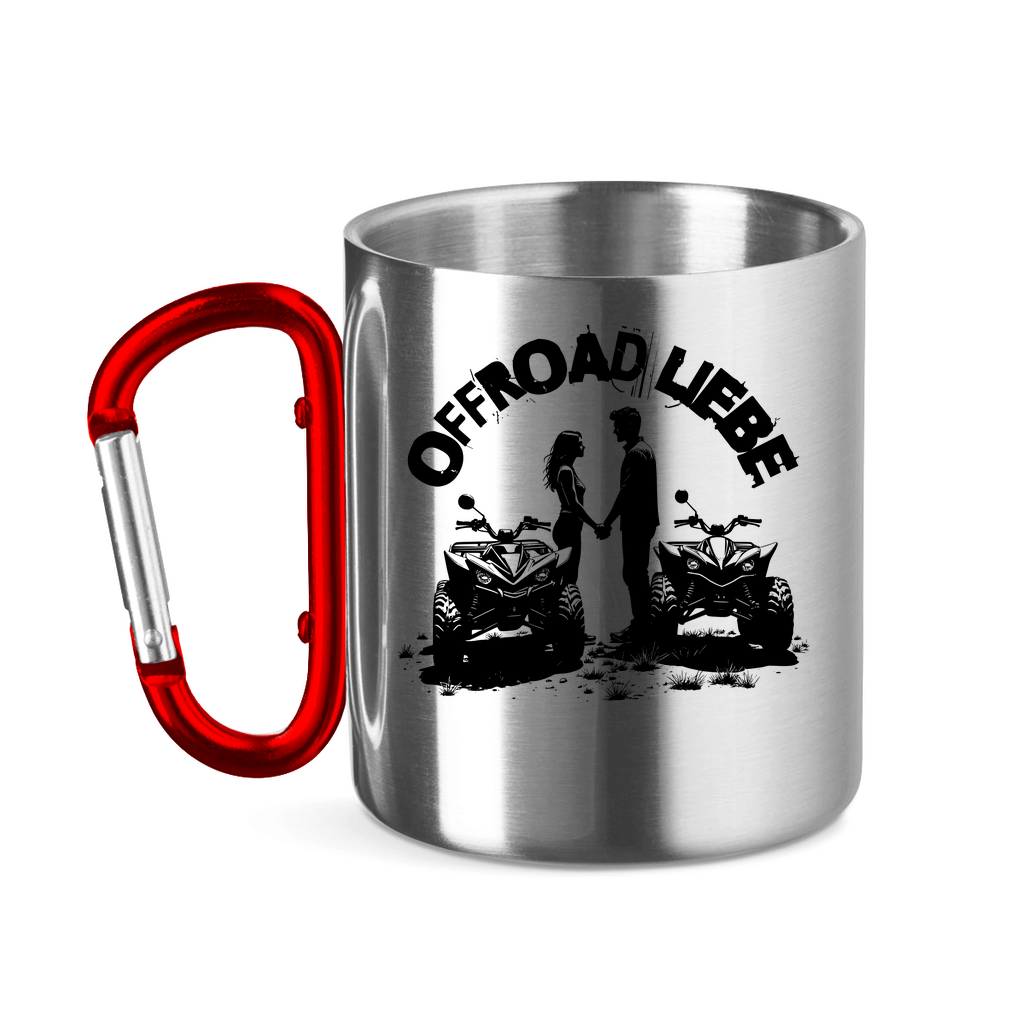 Stainless steel mug with carabiner handle Quad Offroad Love