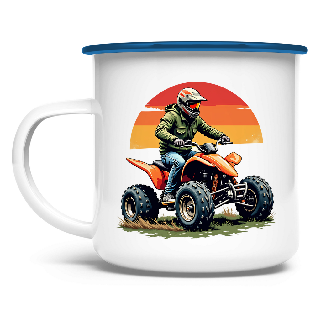 Emaille Tasse Quad Retro