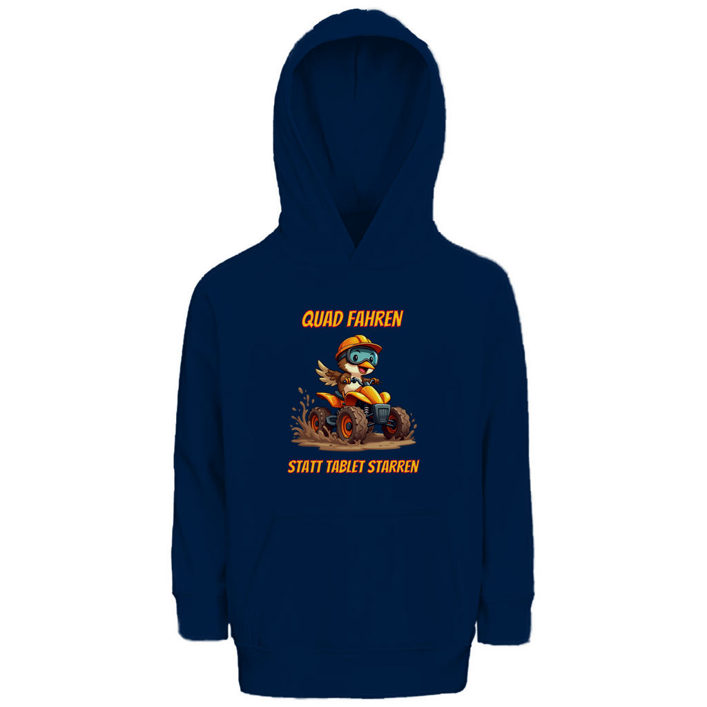 Kinder Premium Bio Hoodie Quad fahren statt Tablet starren
