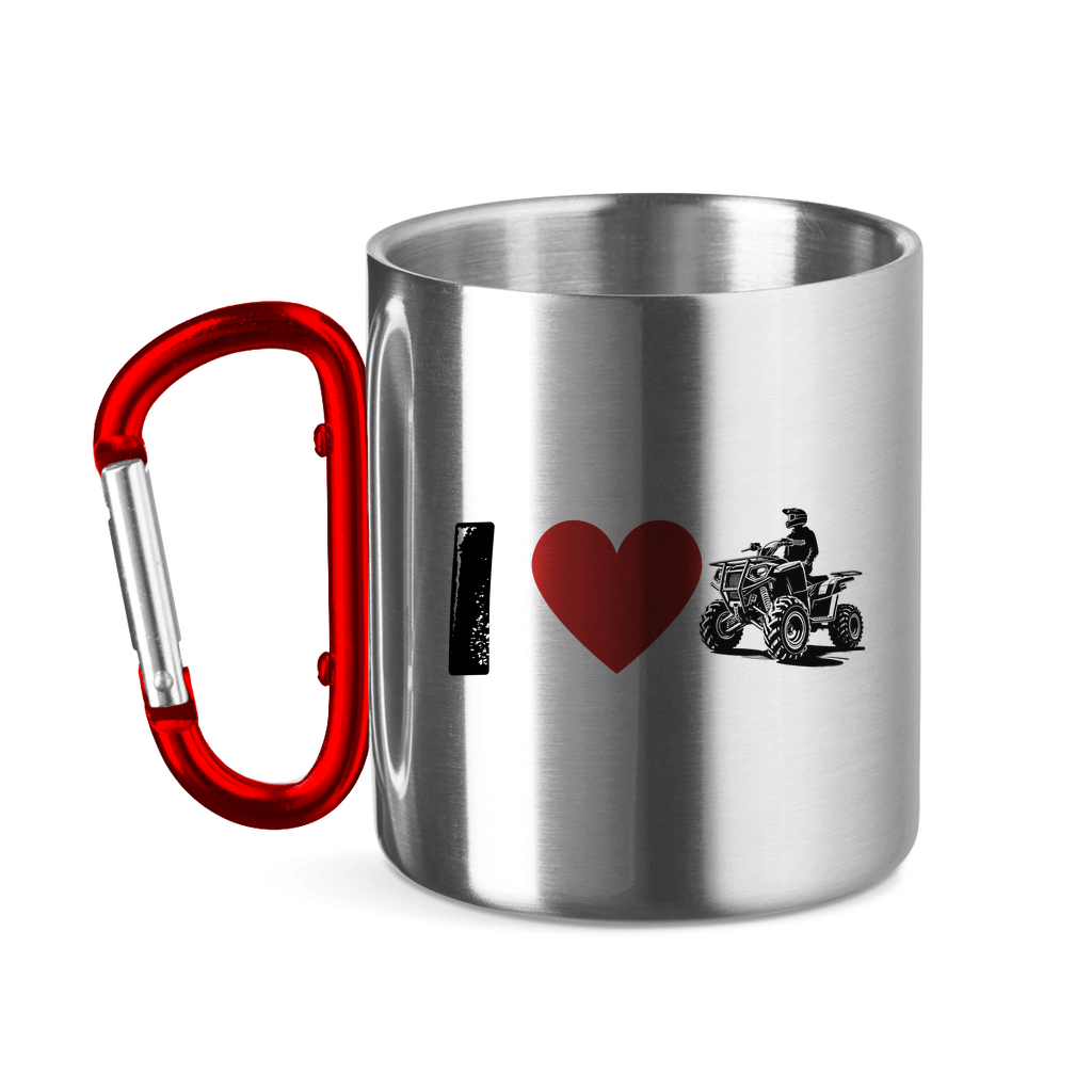 Edelstahltasse mit Karabinergriff I Love Quad