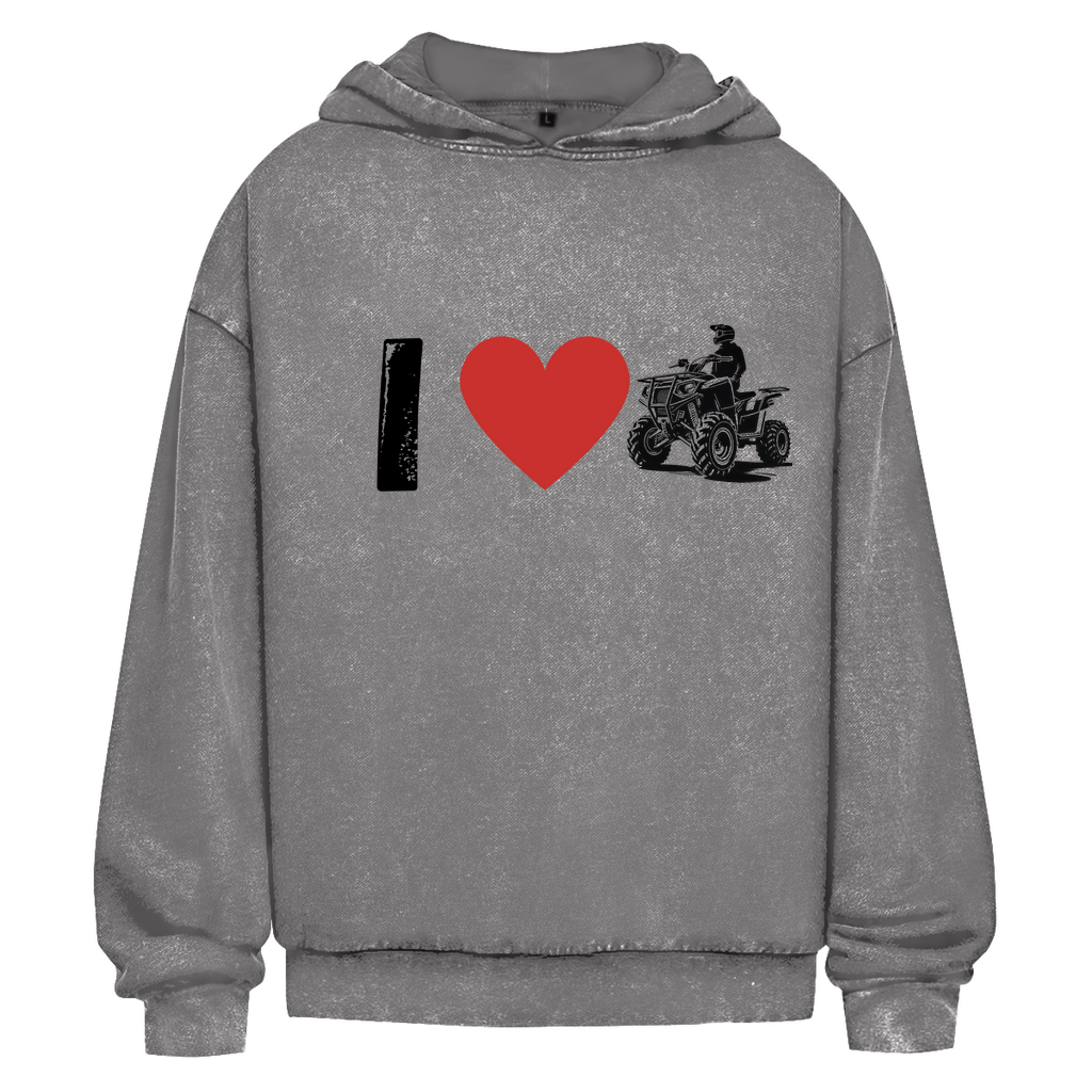 Oversize Washed Hoodie I Love Quad