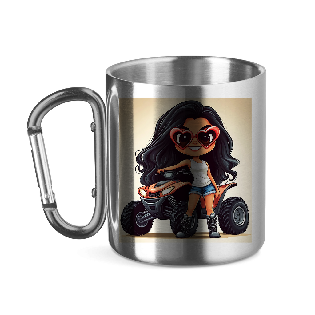 Edelstahltasse mit Karabinergriff QuadLady