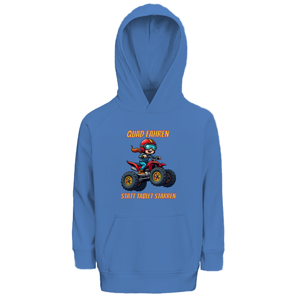 Kinder Premium Bio Hoodie Quad fahren statt Tablet starren