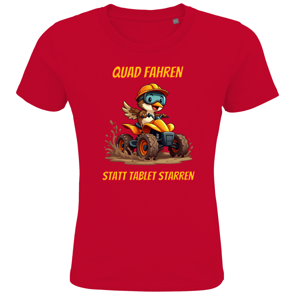 Kinder Premium Bio T-Shirt Quad fahren statt Tablet starren