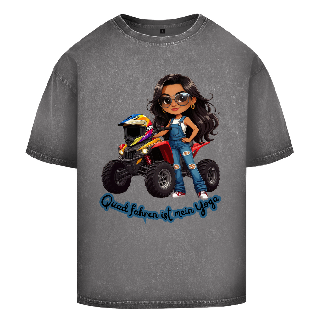 Oversize Washed T-Shirt Quad fahren ist mein Yoga