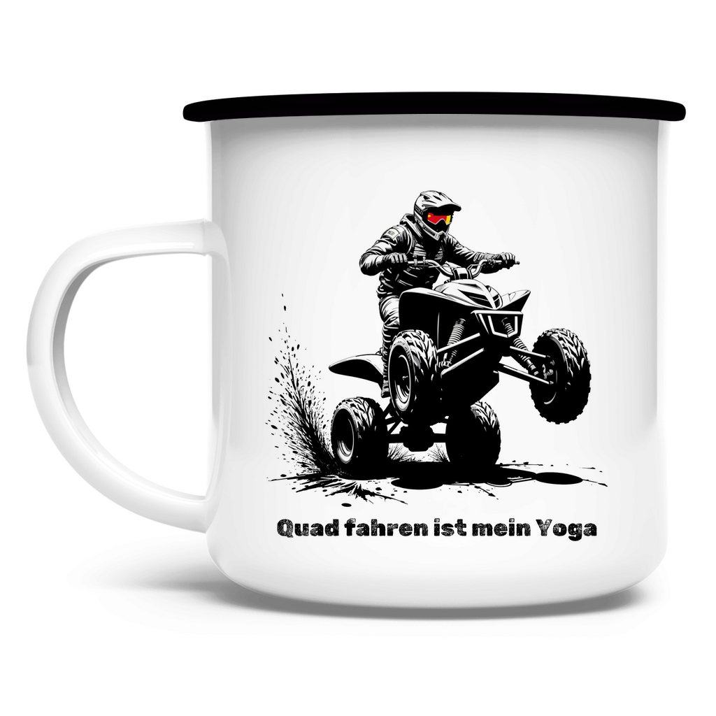 Emaille Tasse Quad fahren ist mein Yoga