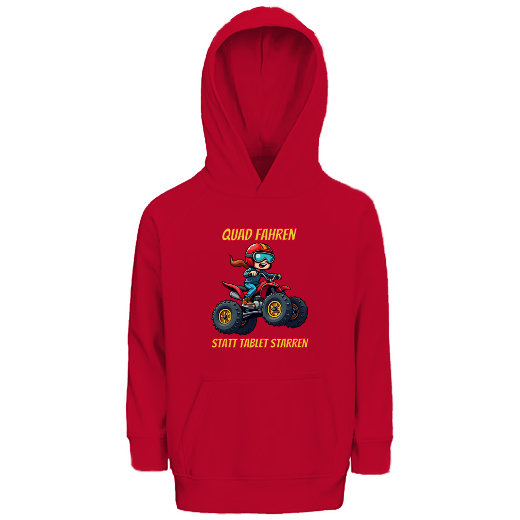 Kinder Premium Bio Hoodie Quad fahren statt Tablet starren