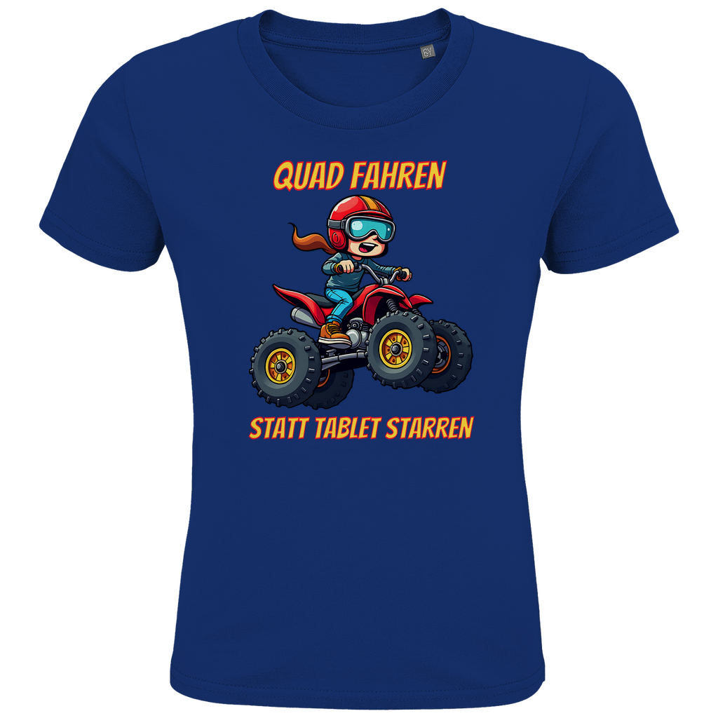 Kinder Premium Bio T-Shirt Quad fahren statt Tablet starren