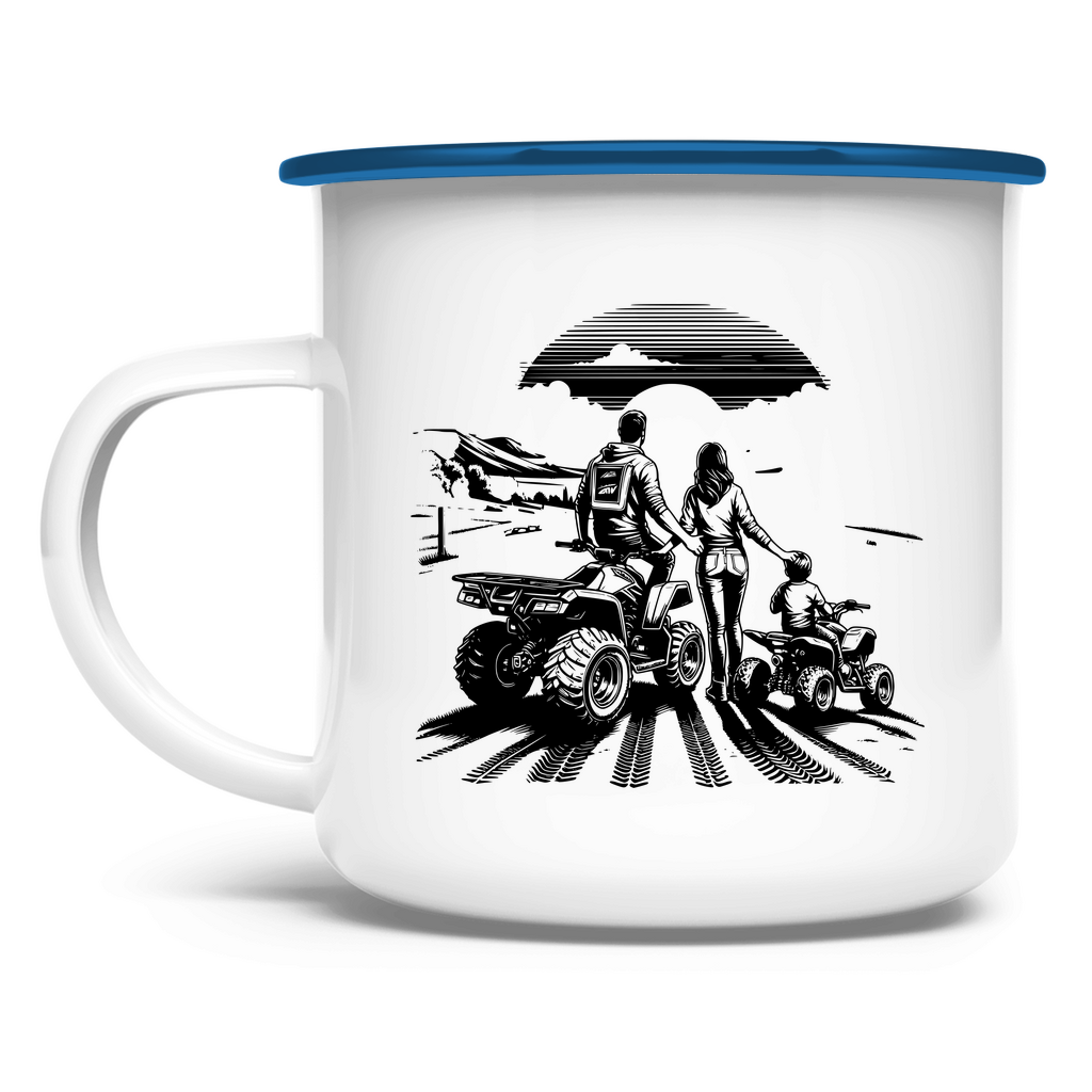 Emaille Tasse Quad Familie