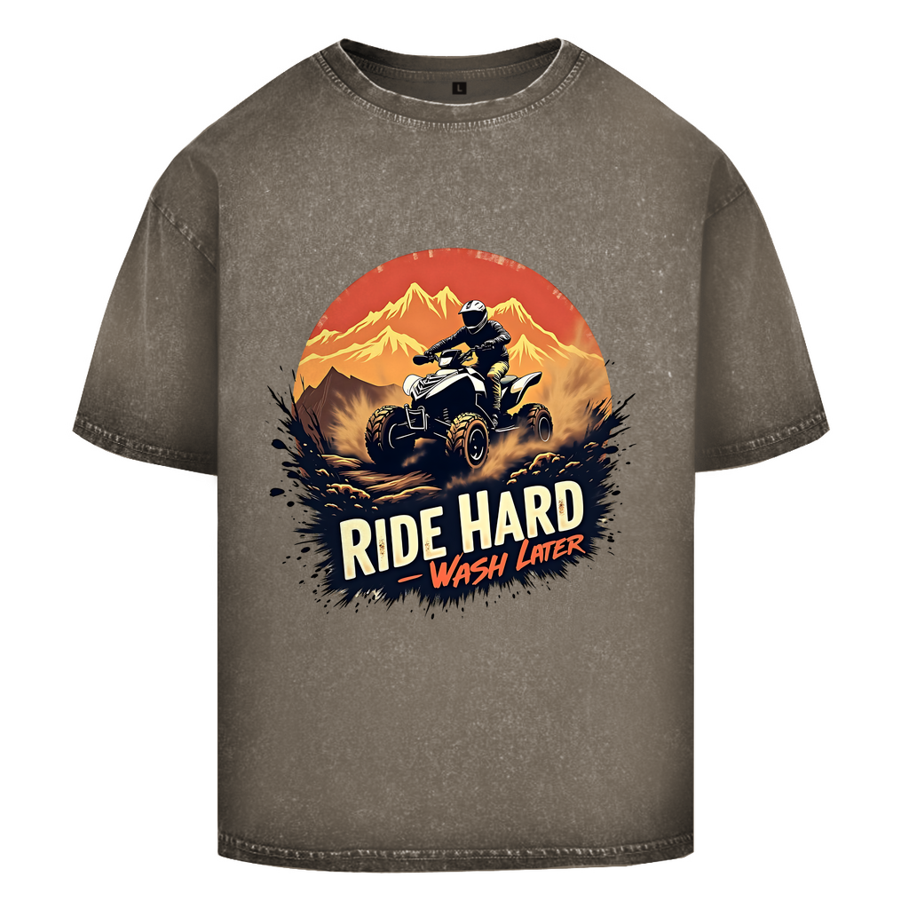 Oversized Washed T-Shirt Quad Ride Hard