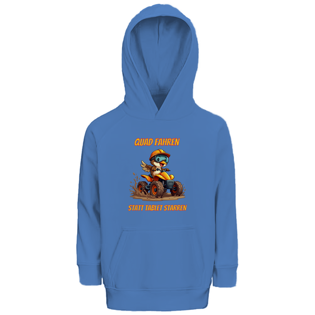 Kinder Premium Bio Hoodie Quad fahren statt Tablet starren