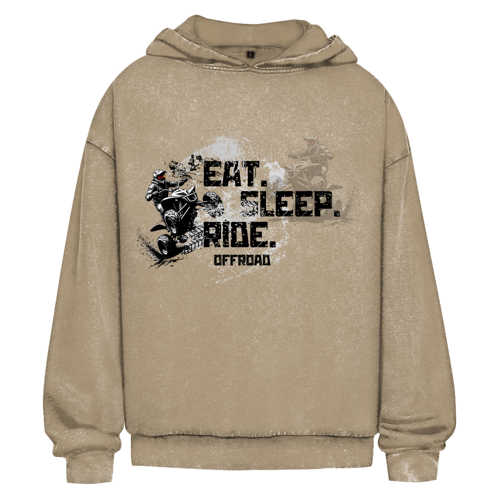 Oversize Washed Hoodie Quad Eat Sleep Ride