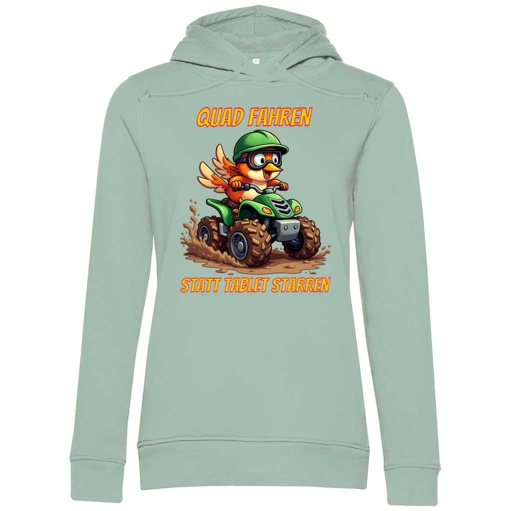 Damen Premium Bio Hoodie Quad fahren statt Tablet starren