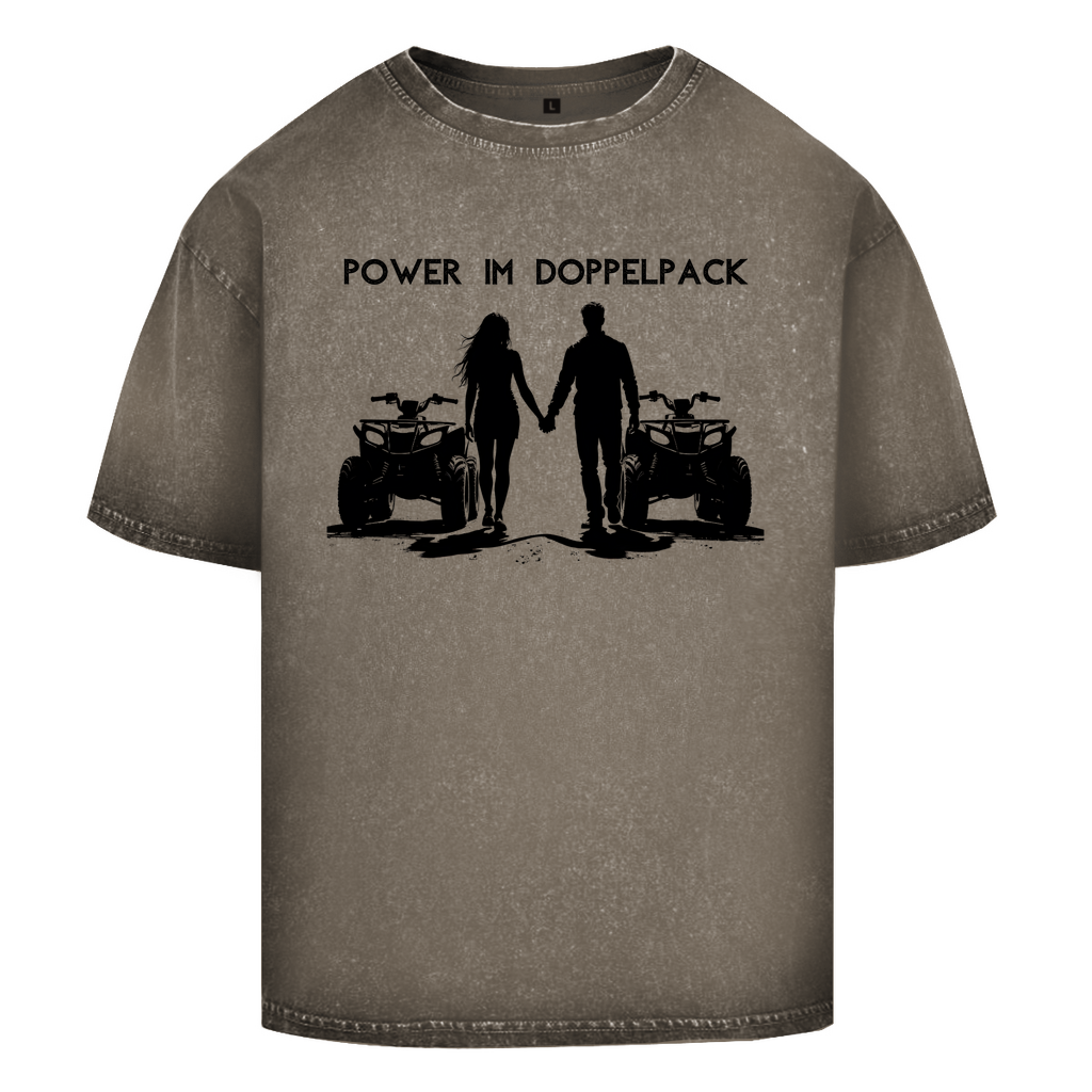 T-shirt oversize délavé Quad Power en pack double