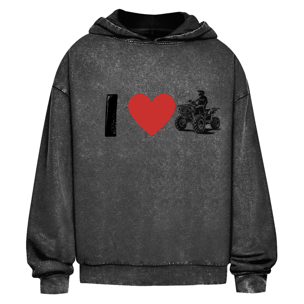 Oversize Washed Hoodie I Love Quad