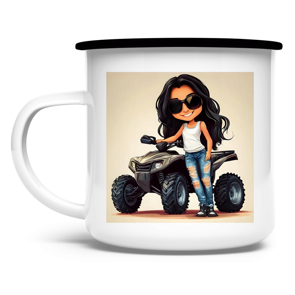 Emaille Tasse QuadLady