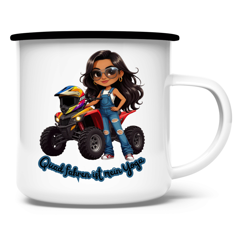 Emaille Tasse Quad fahren ist mein Yoga