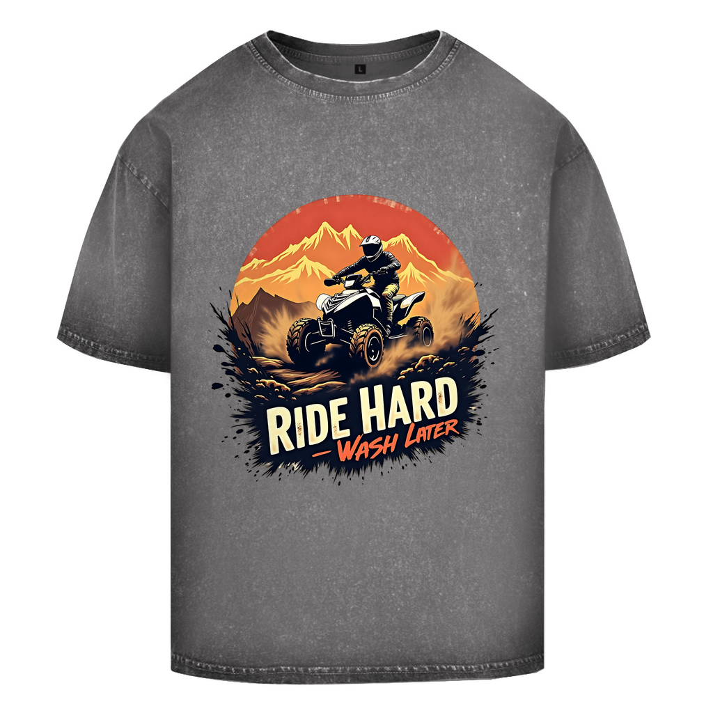 Oversized Washed T-Shirt Quad Ride Hard