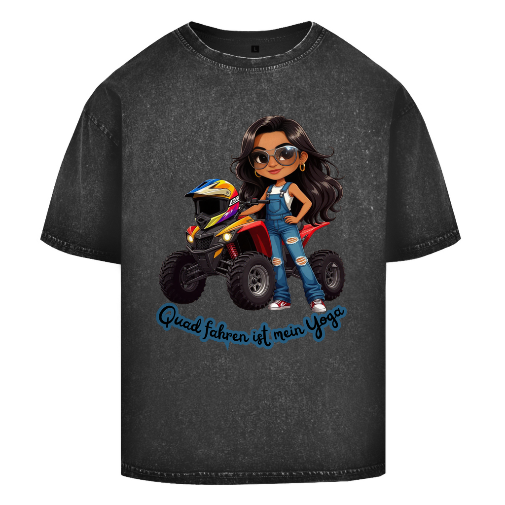 Oversize Washed T-Shirt Quad fahren ist mein Yoga