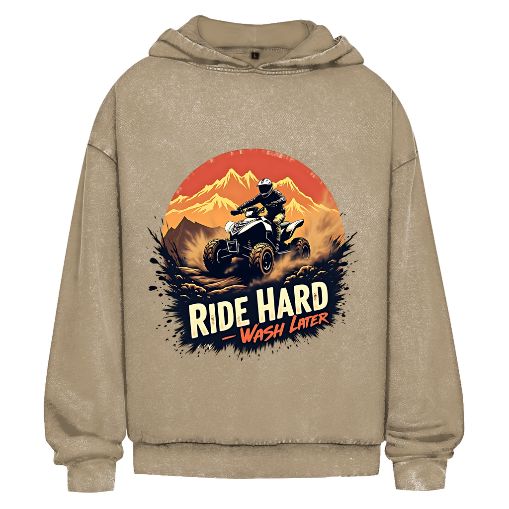 Oversized Washed Hoodie Quad Ride Hard