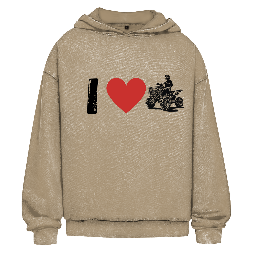 Oversize Washed Hoodie I Love Quad