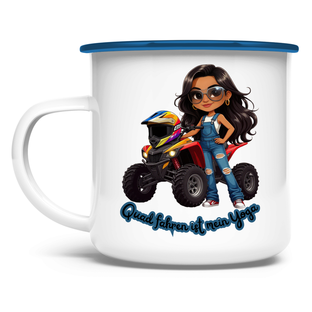 Emaille Tasse Quad fahren ist mein Yoga