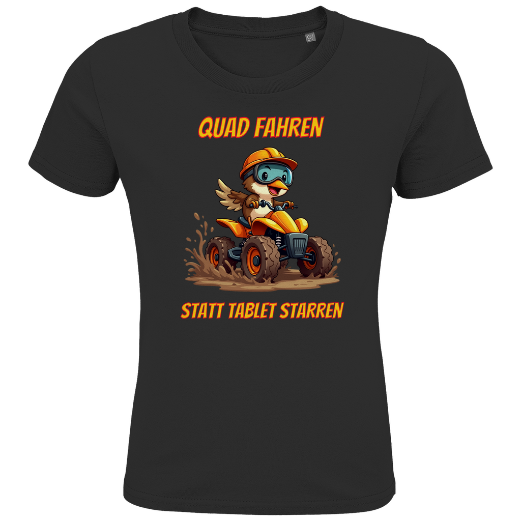 Kinder Premium Bio T-Shirt Quad fahren statt Tablet starren