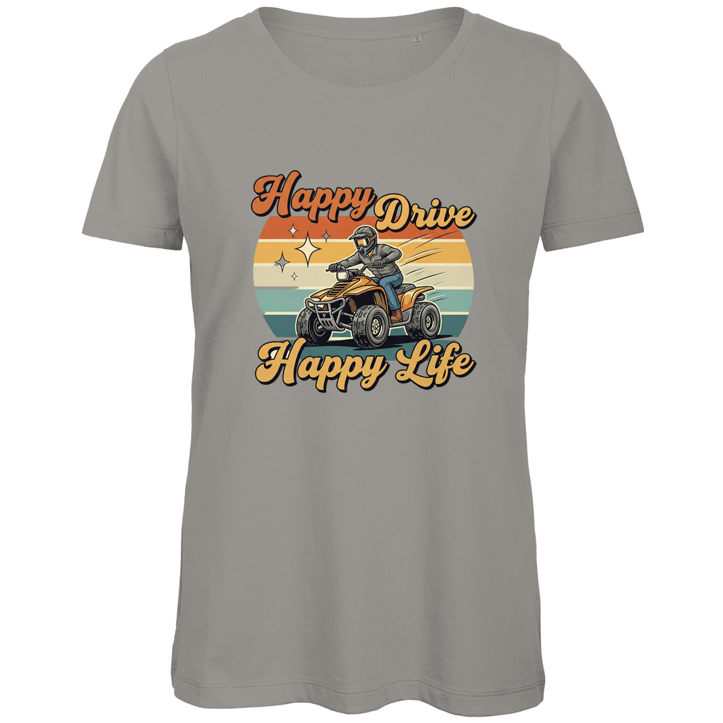 Damen Premium Bio T-Shirt Quad Happy Drive,Happy Life