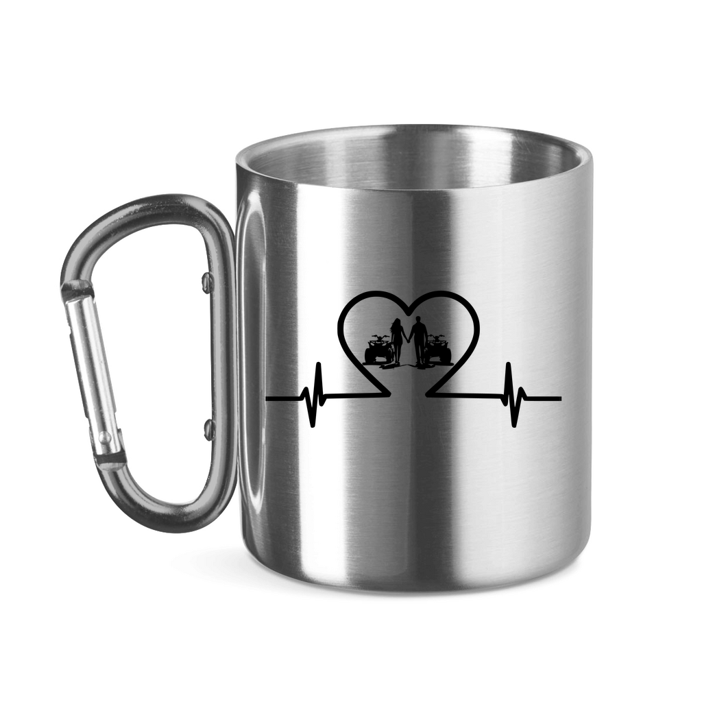 Edelstahltasse mit Karabinergriff Quad Herzline