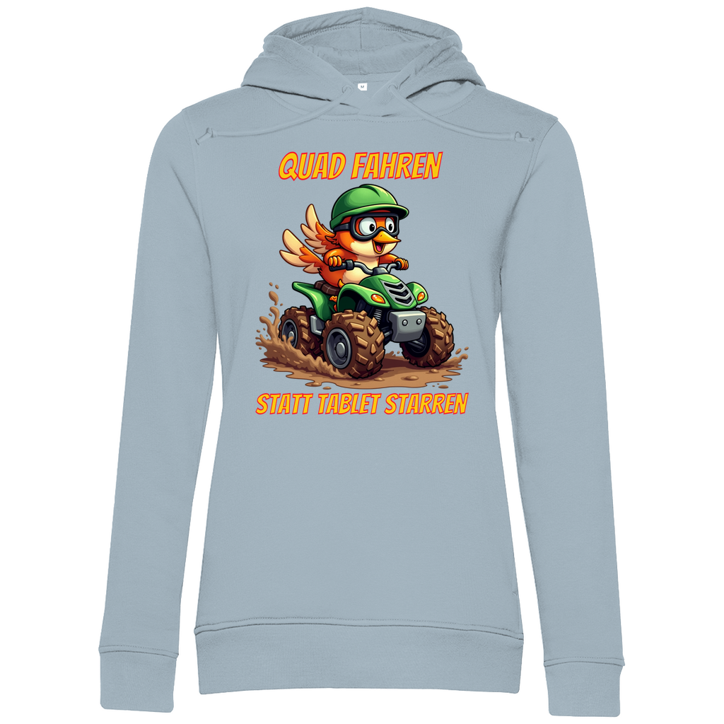 Damen Premium Bio Hoodie Quad fahren statt Tablet starren